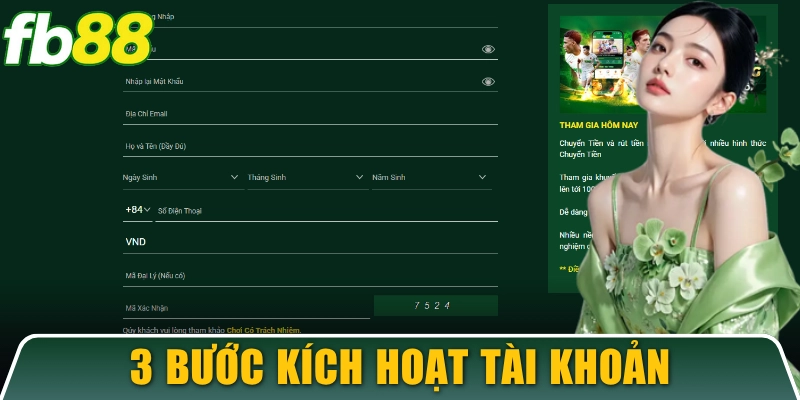FB88 17 3 bước kích hoạt nhanh chóng tài khoản