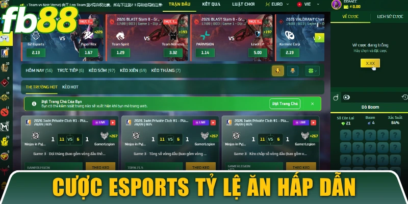 FB88 14 Cá cược Esports với tỷ lệ ăn hấp dẫn nhất