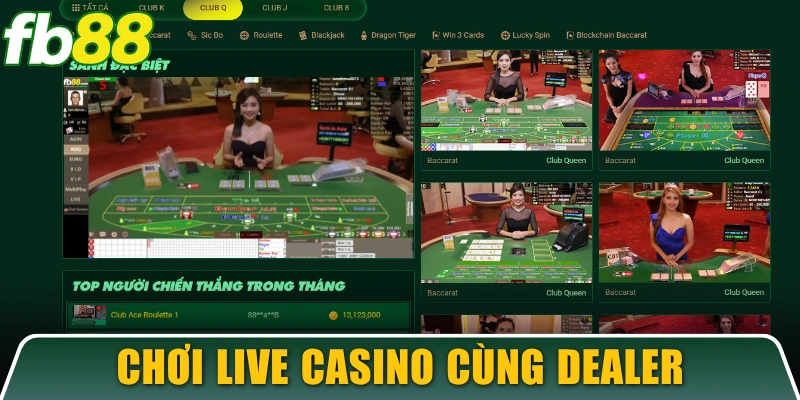 FB88 13 Chơi live casino săn thưởng lớn cùng dealer